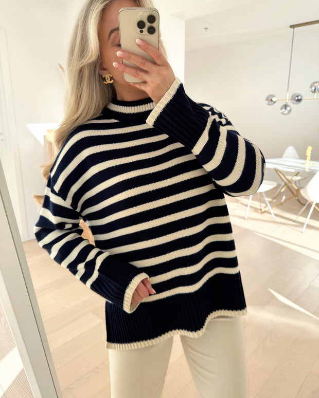 Miba loose knit navy/cream