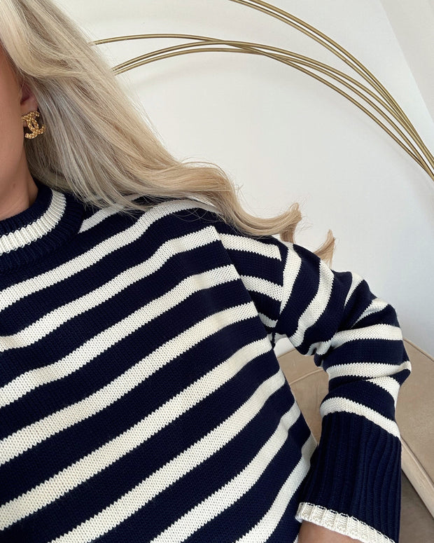 Miba loose knit navy/cream