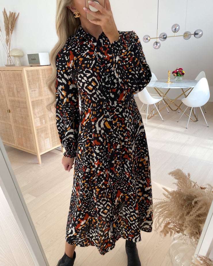Golly dress black/cream/orange
