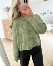 Oda ls o-neck pullover reseda