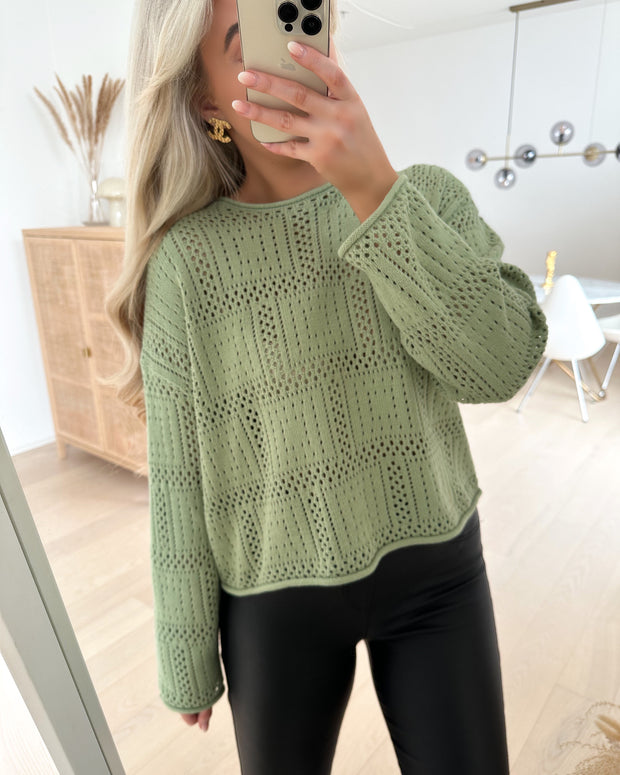 Oda ls o-neck pullover reseda