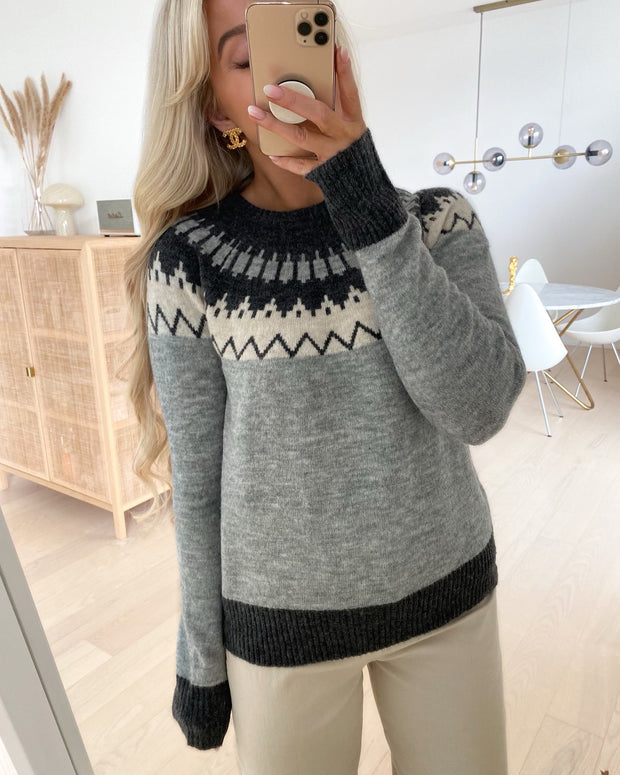 Simone ls o-neck nordic blouse light grey